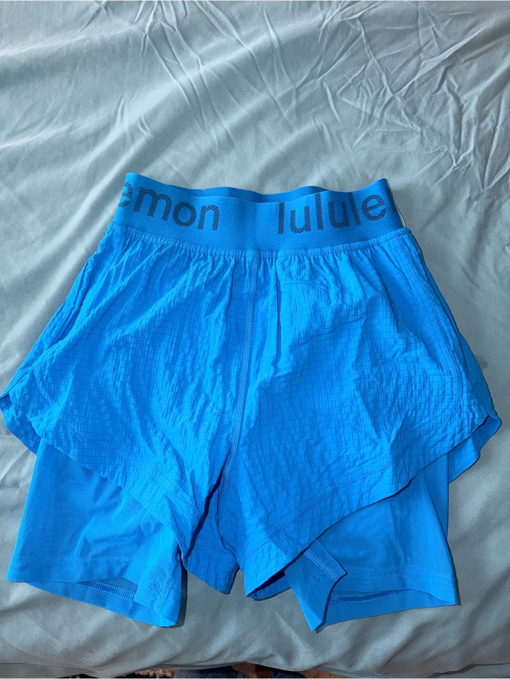 lululemon Electric Blue Elastic Waist Running Shorts
